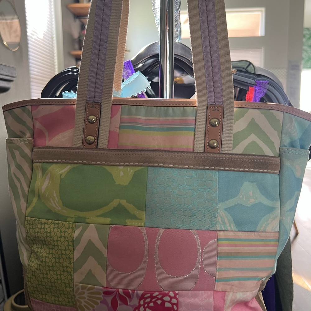 Authentic Vintage Coach Patchwork Hampton Tote Ba… - image 2
